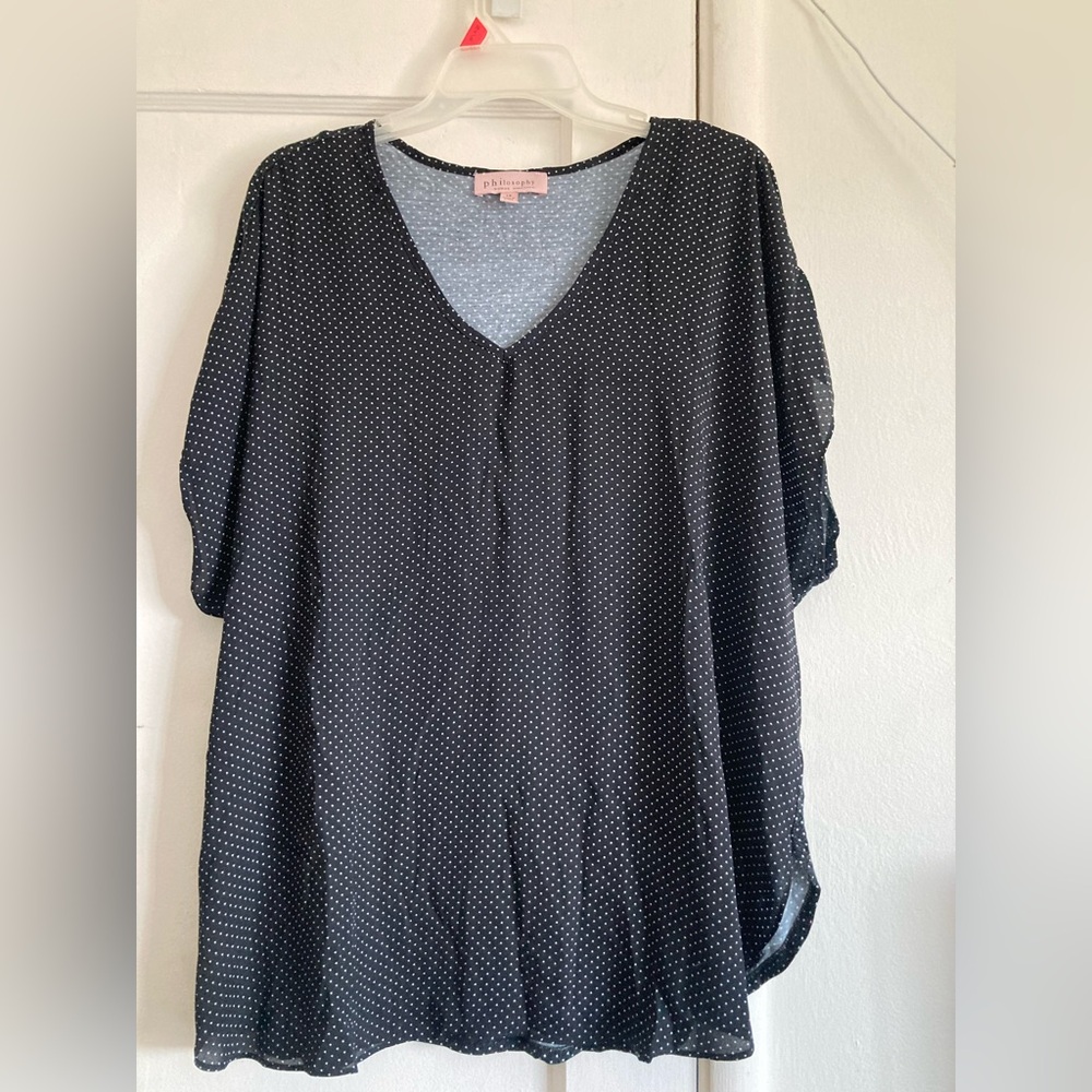 Philosophy Black and White V-Neck Blouse